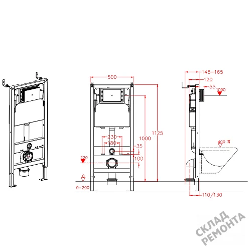 Фото Инсталляция для подвесного унитаза Calypso Beta CS105M без кнопки купить в Сочи: цена, описание, фото. Интернет-магазин 11