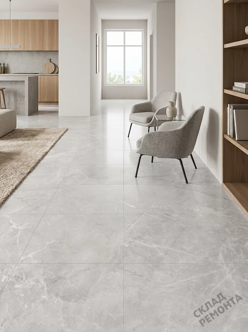Фото Керамогранит лаппатированный Alma Ceramica Апарель GFU6060APL07L серый 600*600*9 – купить в Сочи: цена, описание, фото. Интернет-магазин 1