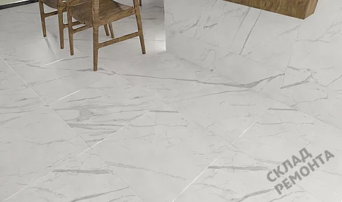 Фото Керамогранит матовый Steppe Ceramics Statuario White белый 600*600*9,5 – купить в Сочи: цена, описание, фото. Интернет-магазин 4
