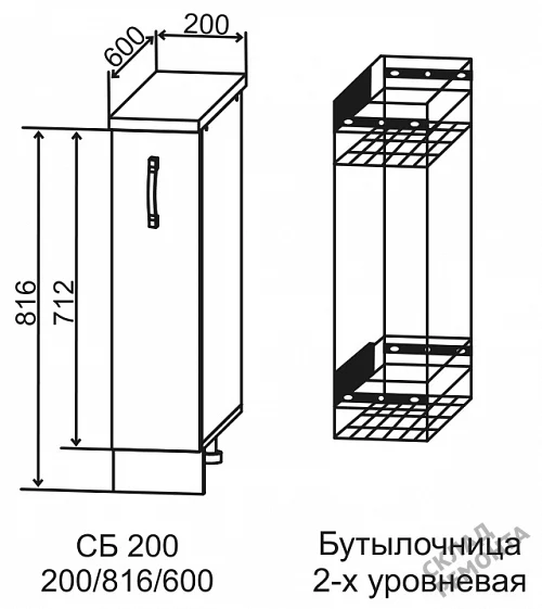Фото Шкаф нижний ДСВ СБ 200 (бутылочница) – купить в Сочи: цена, описание, фото. Интернет-магазин 2