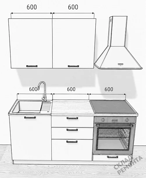 Фото Кухня ДСВ Монца кварц черный – купить в Сочи: цена, описание, фото. Интернет-магазин 5
